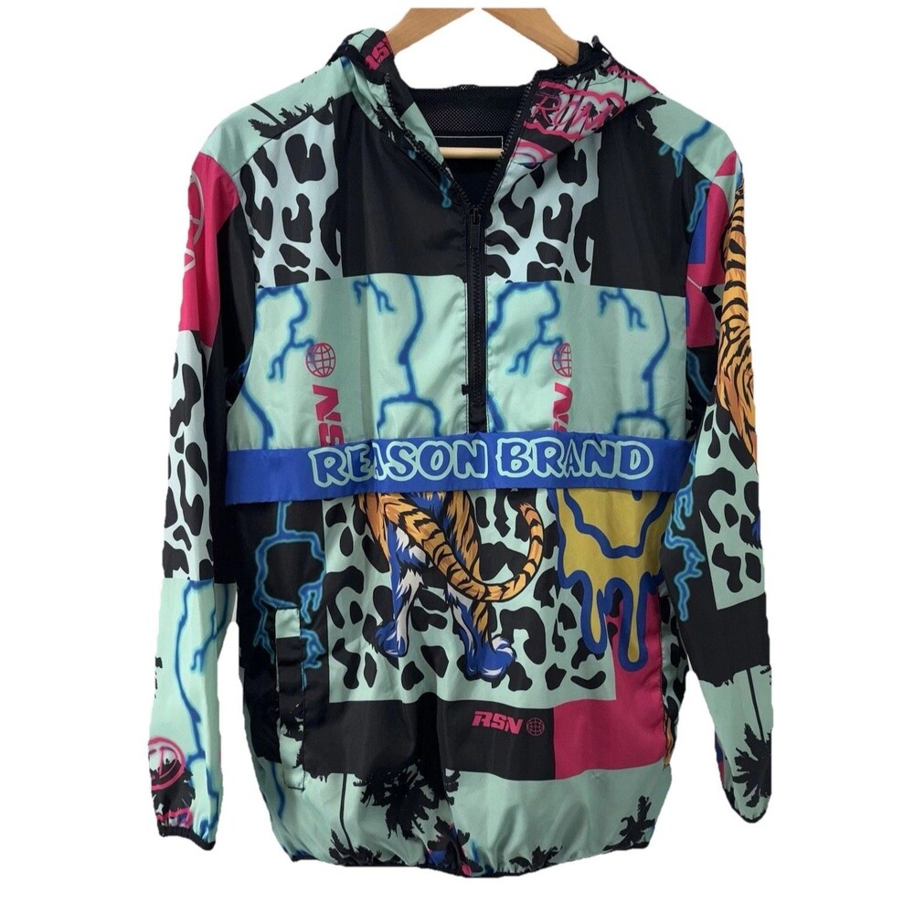 Reason Jacket Half-Zip Anorak Pullover Tiger Size Medium Excellent Condition